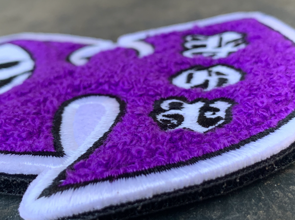 Skele-WU Chenille Patch: Purple/White (GITD) + FREE matching BLEM patch!