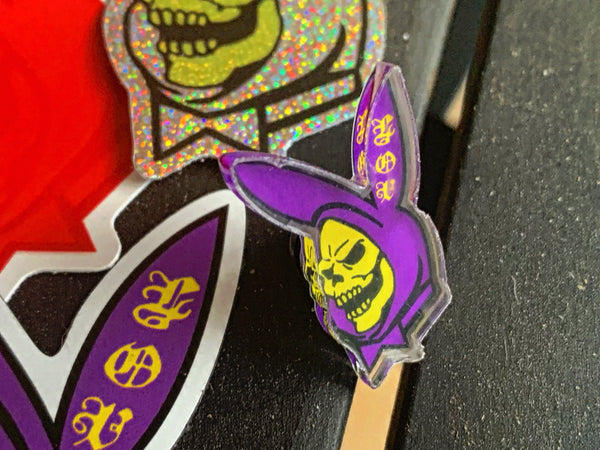 Skelboy SWAG pack!! 4 stickers, 1 magnet and 1 1” acrylic pin!
